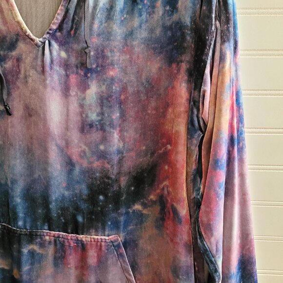 Johnny Was Womens Nova Velour Hoodie Size M Relaxed Pockets Silk Blend Tie Dye - Picture 3 of 10